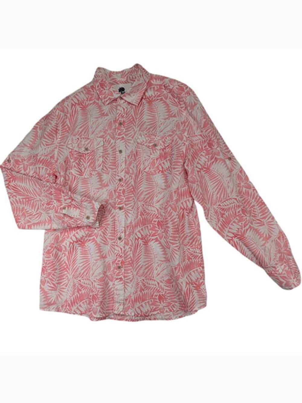 Ocean & Coast Linen Shirt Unisex L Coral Coastal Grandmother Grandad Island Boho